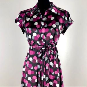 Polka Dot Cinch Dress Purple Black Size 12